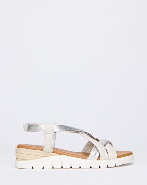 Senna Leather Tubular Sandals -  Wide Fit (E)