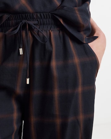 Navy Check Tie Waist Barrel Leg Trouser Co-ord