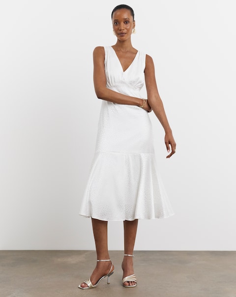 Joanna Hope Ivory Jacquard Bridal Midi Dress
