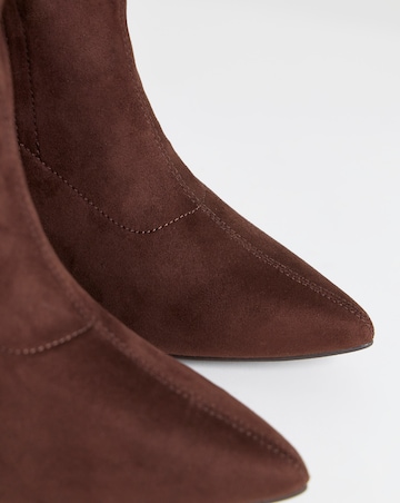 Julia Pointed Toe Heeled Ankle Sock Boots - Wide Fit (E)