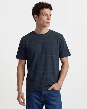 Textured Stripe Crew Neck T-Shirt Long