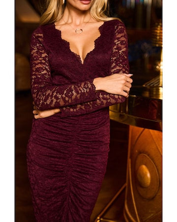 Sosandar Lace Scallop Edge Pencil Dress