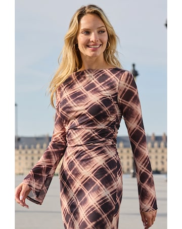 Sosandar Slash Neck Fluted Sleeve Top