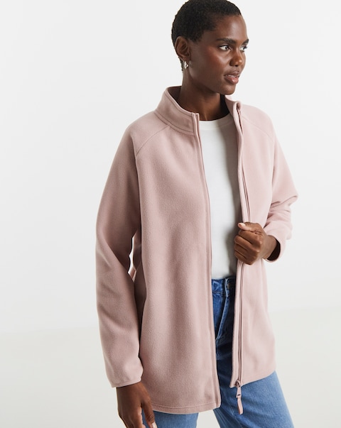 Blush Zip Through Longline Fleece