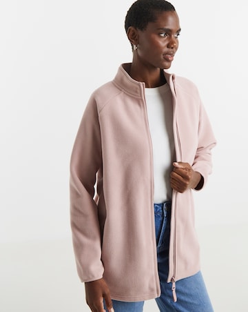Blush Zip Through Longline Fleece
