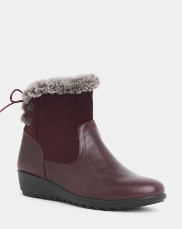Cushion Walk Faux Fur Cuff Laced Back Boots - Extra Wide Fit (EEE)