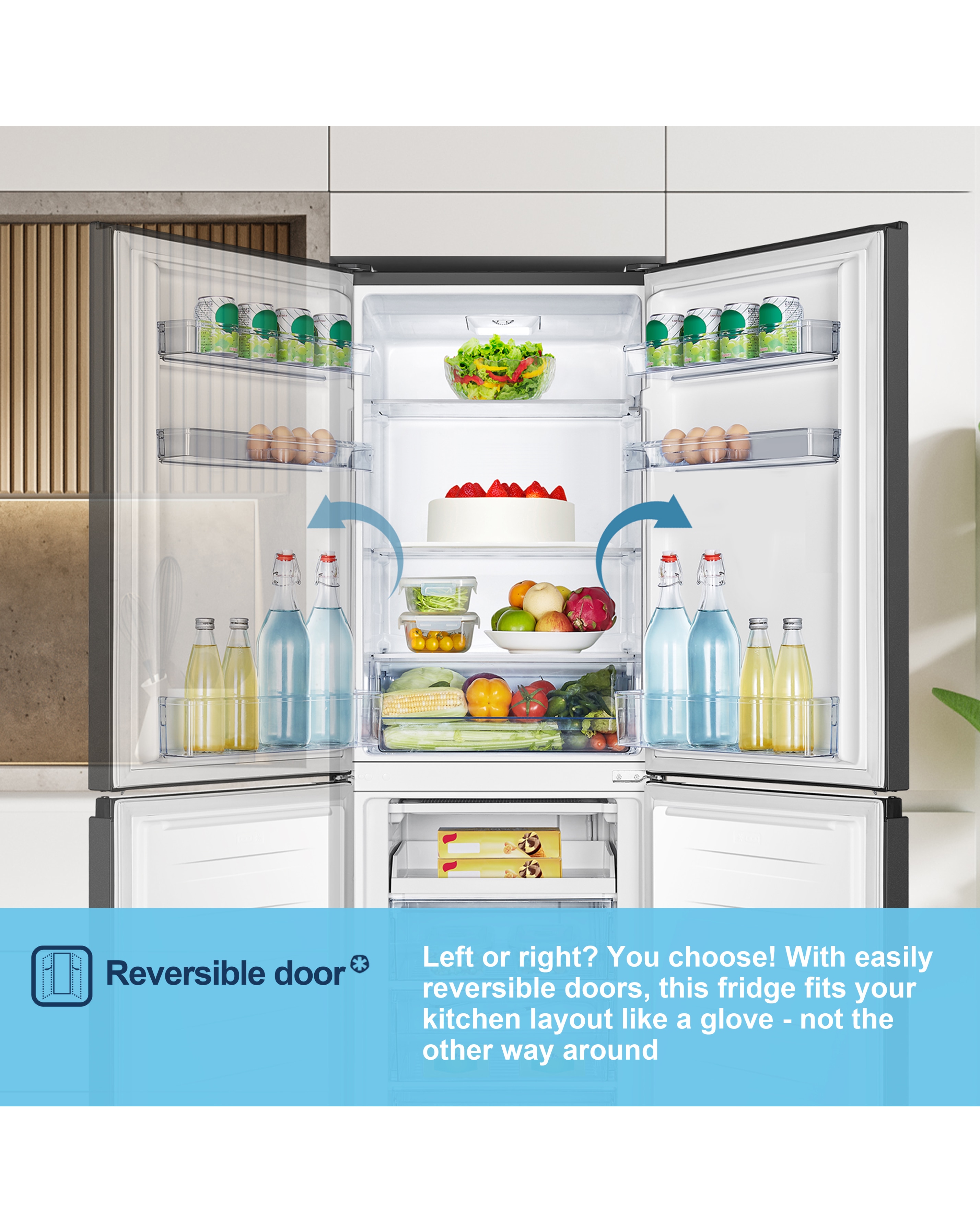 Fridgemaster MC55240EB 174cm 50/50 Fridge Freezer Black | JD Williams