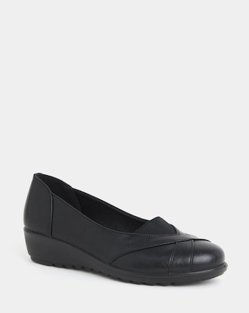Cushion Walk Slip-On Wedge Elasticated Ballerina Shoes - Extra Wide Fit (EEE)