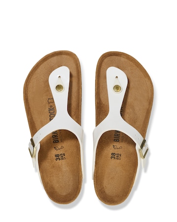 Birkenstock Gizeh White Patent Sandals - Standard Fit (D)