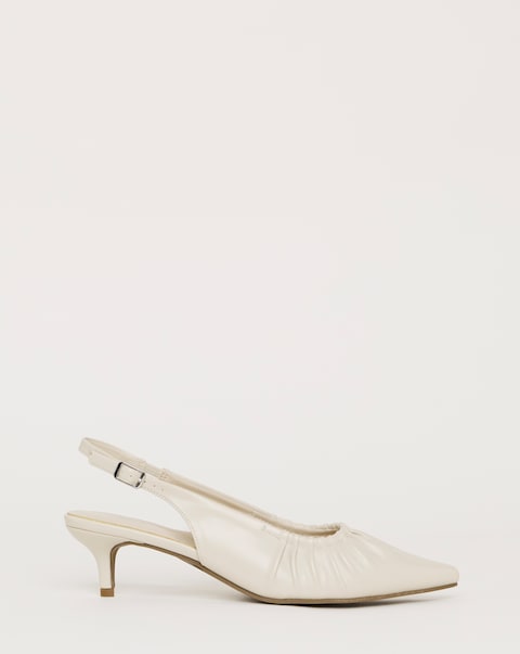 Tilda Ruched Front Kitten Heel Slingback Shoes - Wide Fit (E)