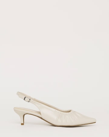 Tilda Ruched Front Kitten Heel Slingback Shoes - Wide Fit (E)