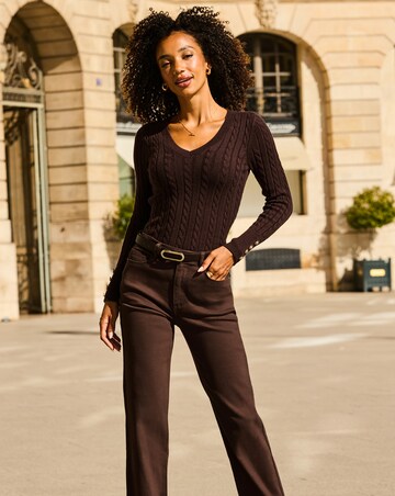 Sosandar V Neck Cable Jumper