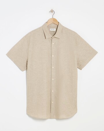 Jack & Jones Breeze Short Sleeve Linen Shirt - Crockery