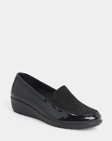 Cushion Walk Wedged Sparkle Vamp Loafers - Extra Wide Fit (EEE)
