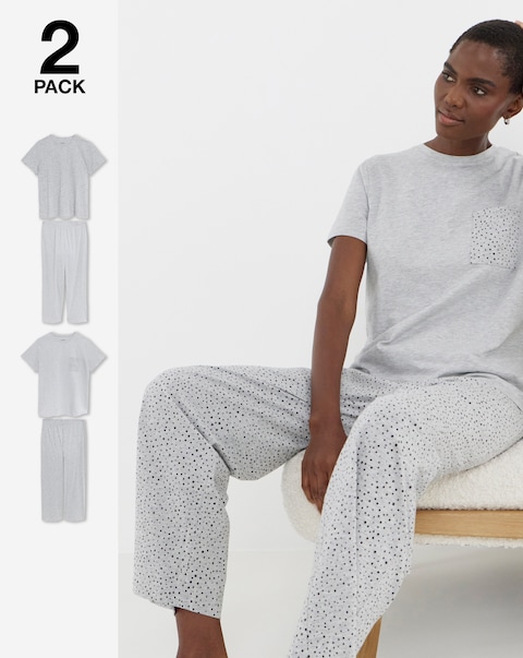 Pretty Secrets (2 Pack) Value Pyjama Sets Grey Marl