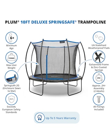 Plum 10ft Deluxe Springsafe Trampoline & Enclosure