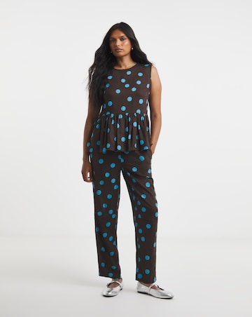 Simply Be Chocolate Spot Peplum Shell Top