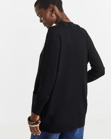 Black Longline Edge to Edge Cardigan