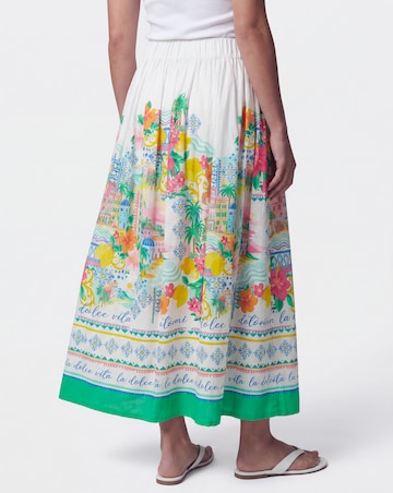 Linen Mix A Line Midi Skirt