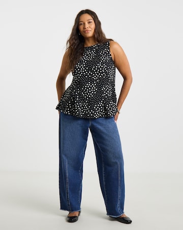 Simply Be Black Spot Peplum Top