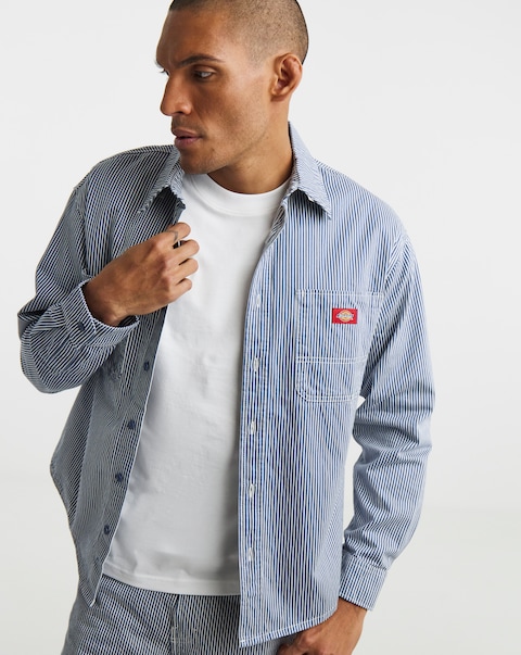 Dickies Long Sleeve Hickory Worker Shirt - Retro Indigo