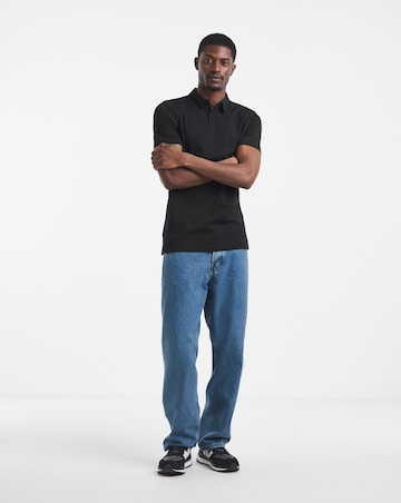 Pure Cotton Jersey Polo Long Length- Black