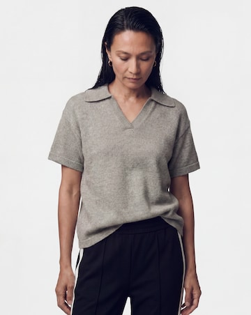 Grey Short Sleeve Polo Jumper