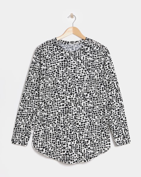 Pure Cotton Longline Long Sleeve Curved Hem
