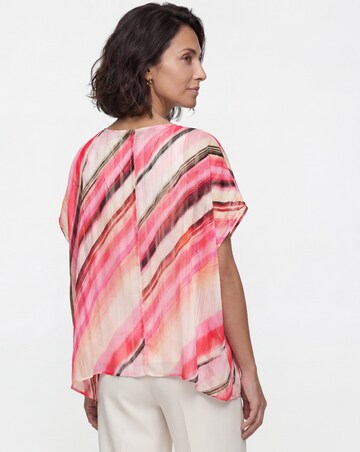 Joanna Hope Pink Stripe Asymmetric Blouse