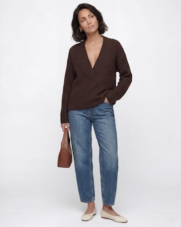 Chocolate Deep V Neck Knitted Jumper