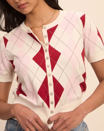 Nobody's Child Argyle Short Sleeve Cardi