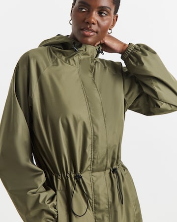 Khaki Longline Lightweight Raincoat