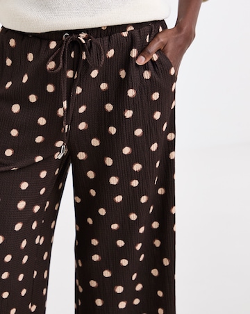 Chocolate Spot Textured Jersey Tie Waist Wide Leg Trouser