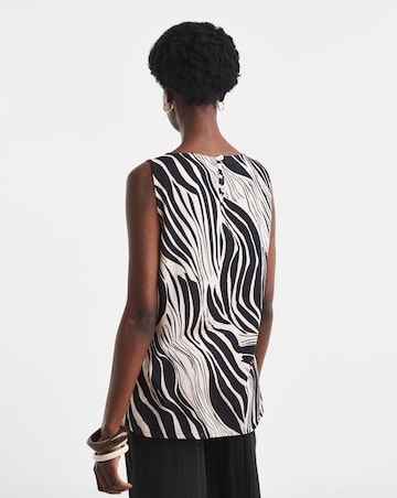 Printed Linen Mix Sleeveless Shell Top