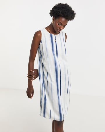 Linen Mix Collared Tunic Dress