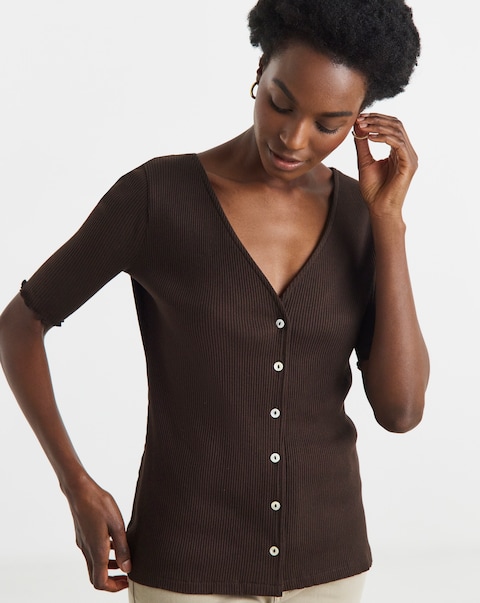 Chocolate Ruffle Edge Top