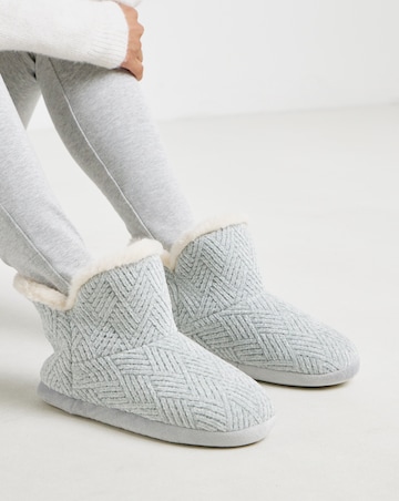 Laurel Knitted Bootie Slippers - Wide Fit (E)