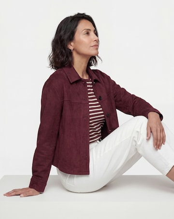 Dark Berry Suedette Trucker Jacket
