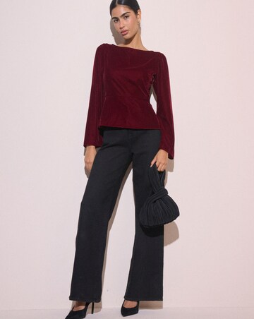 NOBODY'S CHILD EVA VELVET TOP WITH FLUTE SLEEVE