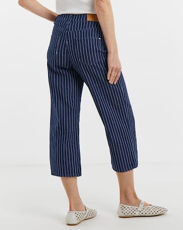 Indigo Stripe Straight Crop Jeans