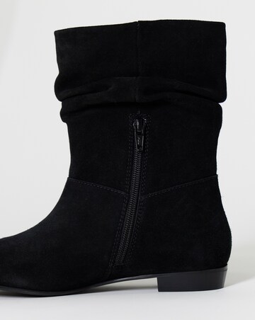 Hetty Ruched Suede Ankle Boots - Wide Fit (E)