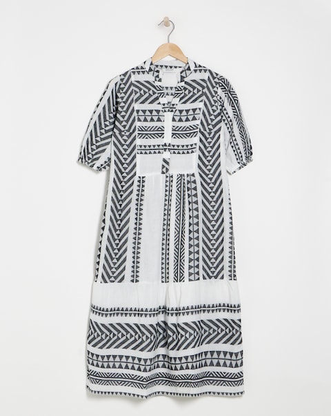 Cotton Jaquard Smock Dress