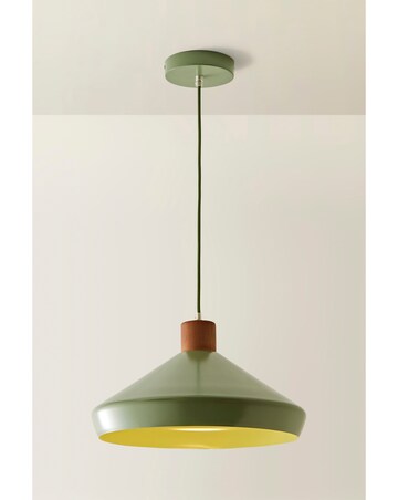 ValueLights Parker Green & Walnut Pendant Light