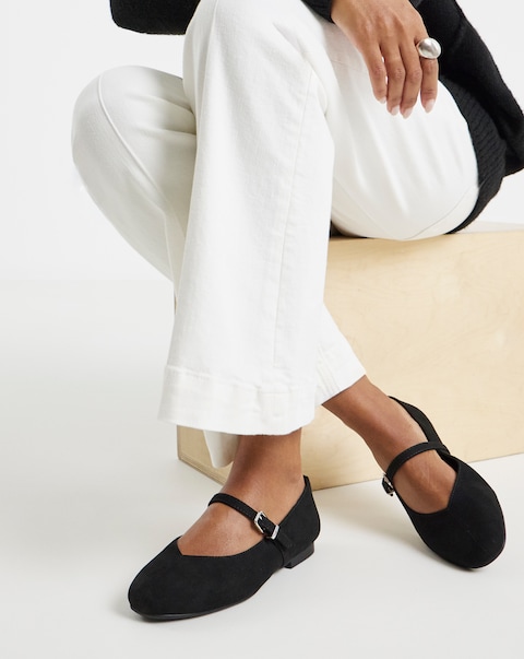 Morgan Classic Flat Mary Jane Shoes - Wide Fit (E)