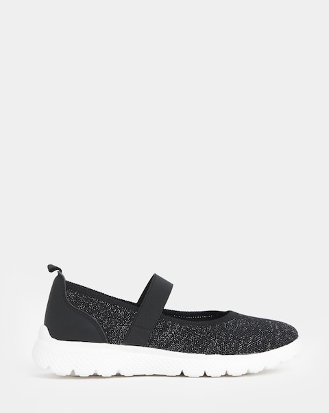 Cushion Walk Elasticated Strap Sparkle Mary Jane Trainers - Wide Fit (E)