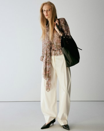 Mango Floral Tie Blouse
