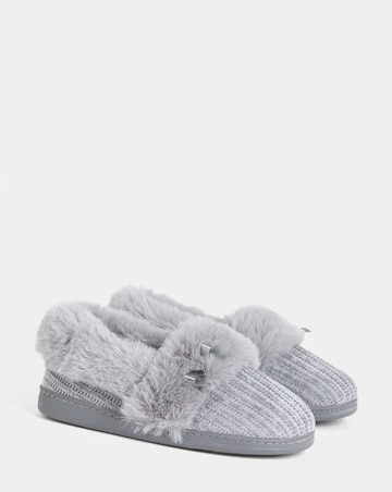 Audrey Faux Fur Trim Full Back Slippers - Extra Wide Fit (EEE)