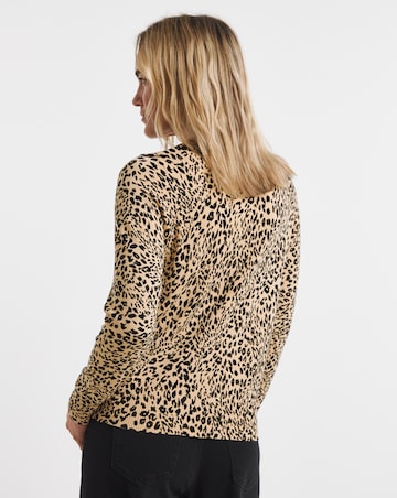 Animal Print Crew Neck Cardigan