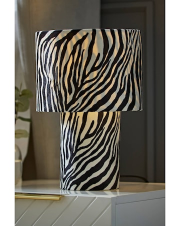 ValueLights Nessa Zebra Velvet Table Lamp