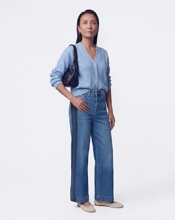 Mid Blue Authentic Side Stripe Wide Leg Jeans